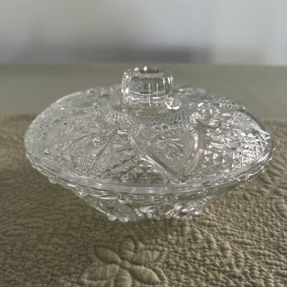 Vintage Crystal Candy Dish With Hearts And Flowers Made In Malaysia. Wt 2#.
